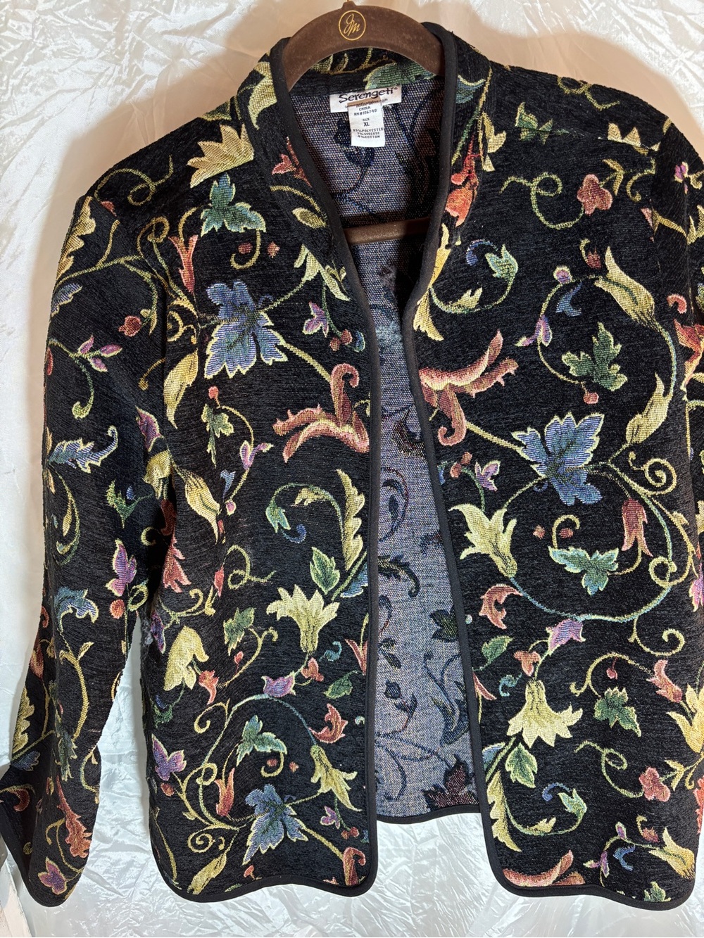 Serengeti Black Jacket with Multicolor Floral Embroidery